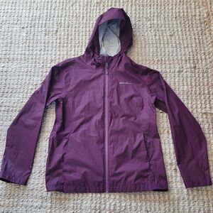 Eddie Bauer Jacket Women's Large Purple Cloud Cap Full Zip Rain Storm Hooded